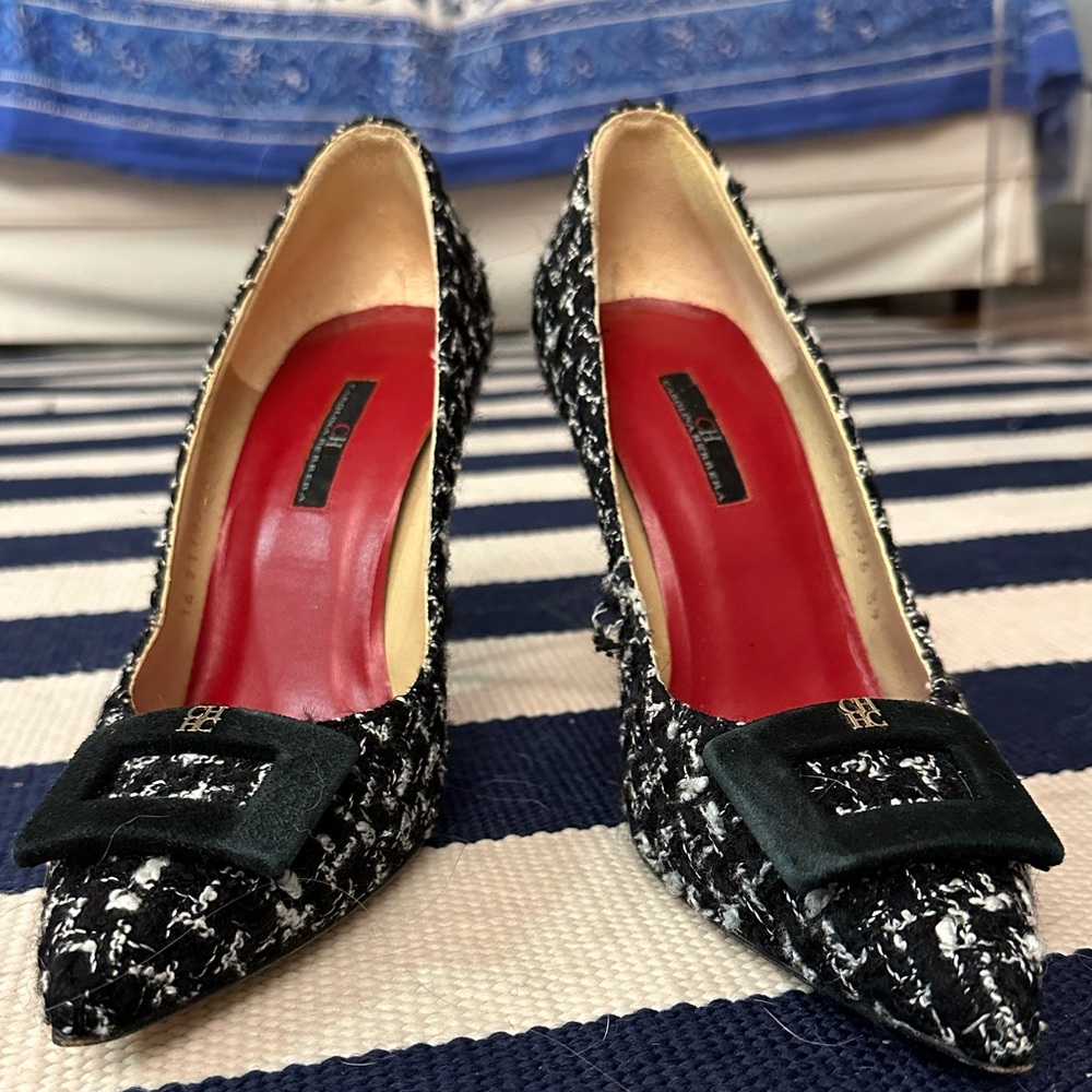 Carolina Herrera black and White Heels
